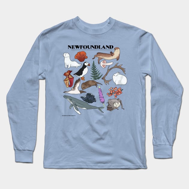 Newfie Wildlife Long Sleeve T-Shirt by albertanroadkill